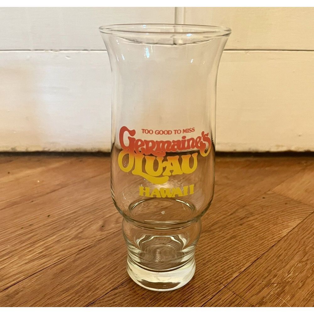 Germaine's Luau Hawaii Tall Beverage‎ Glass Souvenir Travel Dinner Trip Vintage